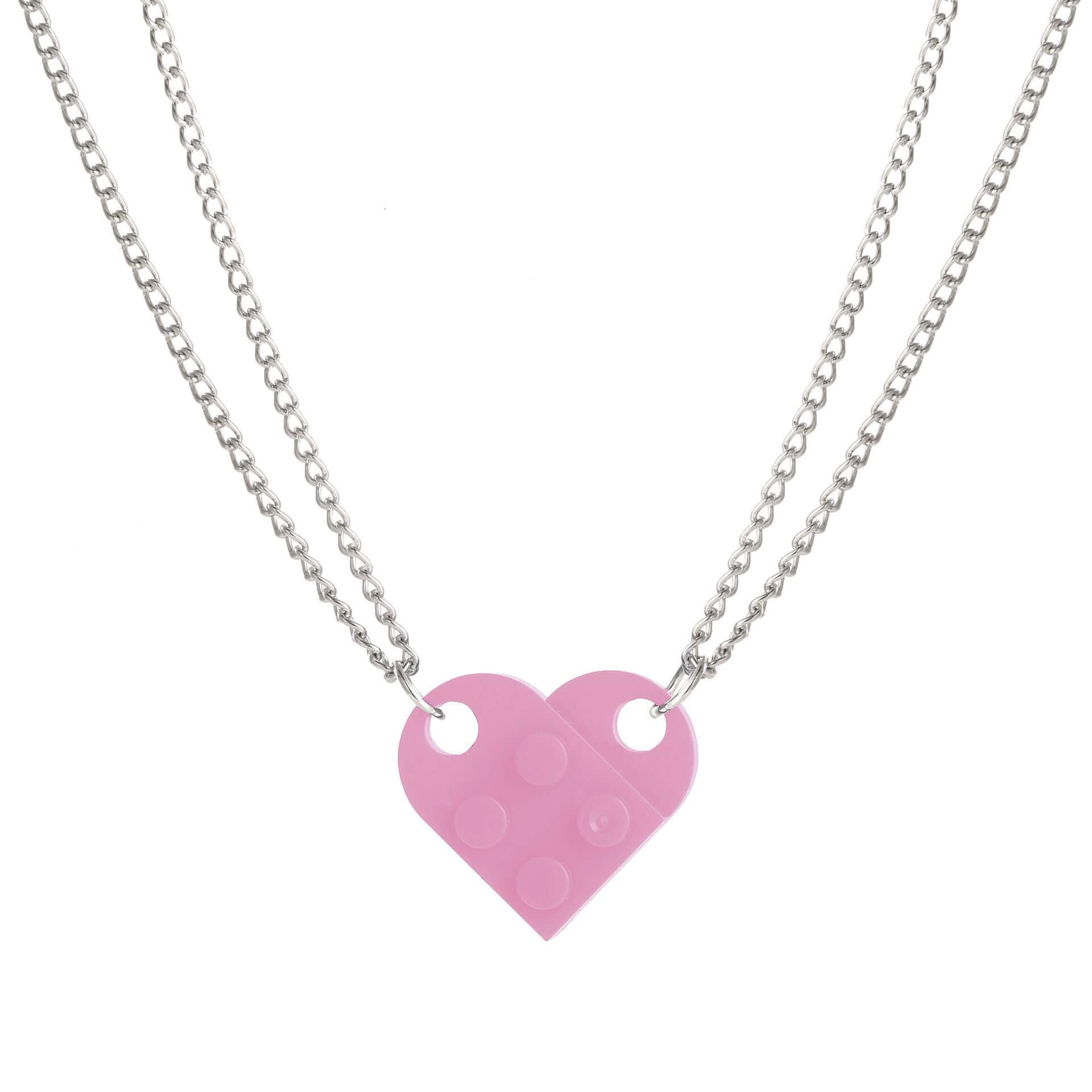 Brick Necklace for Couples Friendship Heart Pendant